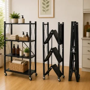 Estante Aco Dobravel 4 Andares Multiuso Slim Montagem Rapida Porta Caixas Ferramentas Suporte Expositor