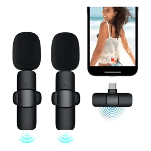 Microfone Lapela Sem Fio K9 Usb-c Smartphone Android Cor Preto