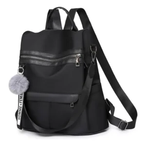Mochila Bolsa Feminina Grande Impermeável Antifurto Alça Cor Preto 2 Desenho Do Tecido Liso