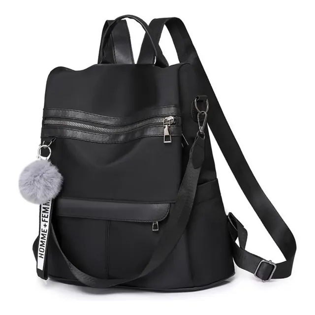 Mochila Bolsa Feminina Grande Impermeável Antifurto Alça Cor Preto 2 Desenho Do Tecido Liso