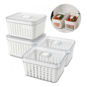 Rebirth Kit 4 Potes Acrílico 3,8l Organizador Geladeira Cristal