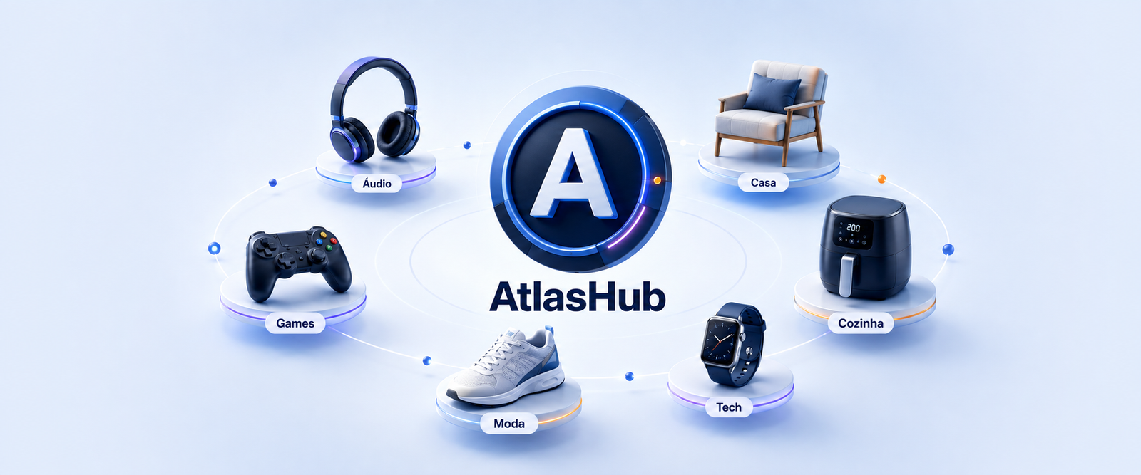 AtlasHub: ofertas de Áudio, Games, Casa, Cozinha, Tech e Moda
